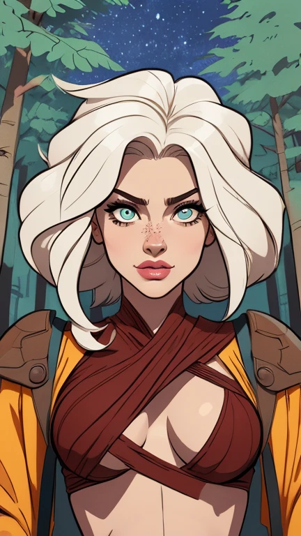 Personagem mulher ninja com marcas de guerras Imagem de desenho animado de uma mulher .cartoon style illustration, estilo de arte dos desenhos animados, estilo de arte dos desenhos animados, digital illustration style, design de personagens altamente detalhado, arte digital detalhada coragem, Forest fan art, Design de personagens de retrato, beautiful digital illustration, retrato de alta qualidade, Arte em quadrinhos, mulher jovem cabelo com transas lindas . Beautiful lined eyes Medium large bust and wonderful sexy clothes. image expression of sexual desire from the waist to the head illustration