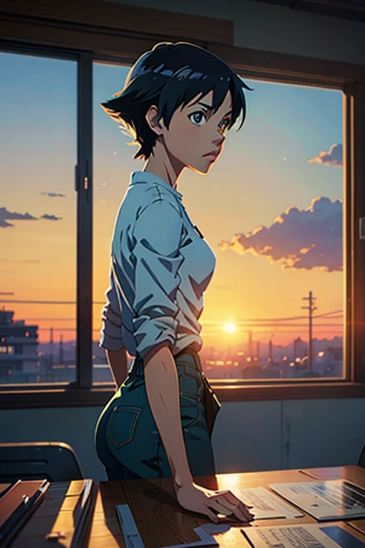 Garoto de anime sentado na mesa, garoto fofo, segurando computador e teclado, ((makoto shinkai)), studio brisk makoto shinkai, Arte em estilo Guvez, makoto shinkai. Digital Rendering, anime digital illustration, Planejado, makoto shinkai art style, makoto shinkai style, makoto shinkai!