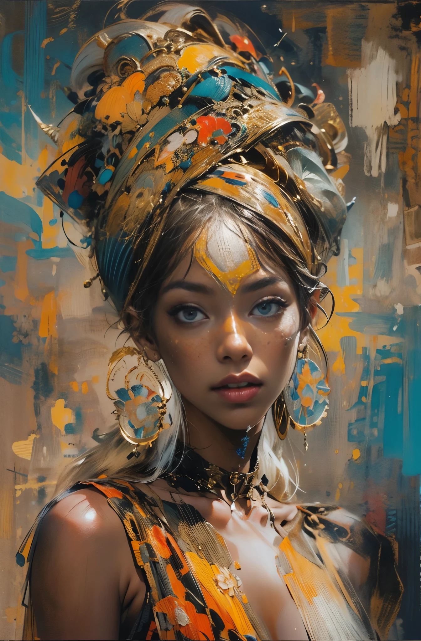 Beautiful Black Women Paintings, pretty much beautiful face, hip hop, soulful, Avant-garde, Queen of the Streets, check it out, Ultra-detailed paintings inspired by WLOP, art station trends, fantasy art, A complicated mess, The art of hitting, wallop art, WLOP |, wallop style, beautiful character drawings, Wlop painting style, WLOP | germ of art, Unparalleled Beauty Tumbler, figurative art, intense watercolor, watercolor detailed art, watercolor splash, surreal, avant-garde pop art, Beautiful and expressive paintings, Beautiful artwork illustration, very colorful tones, wonderful, cool beauty, masterpiece, highest quality, official art, women only, sharp outline, best shot, vector art, Written by Sandra Chevrier, dave mckean、By Richard Avedon、Written by Makiezi Kusiala, luminous design