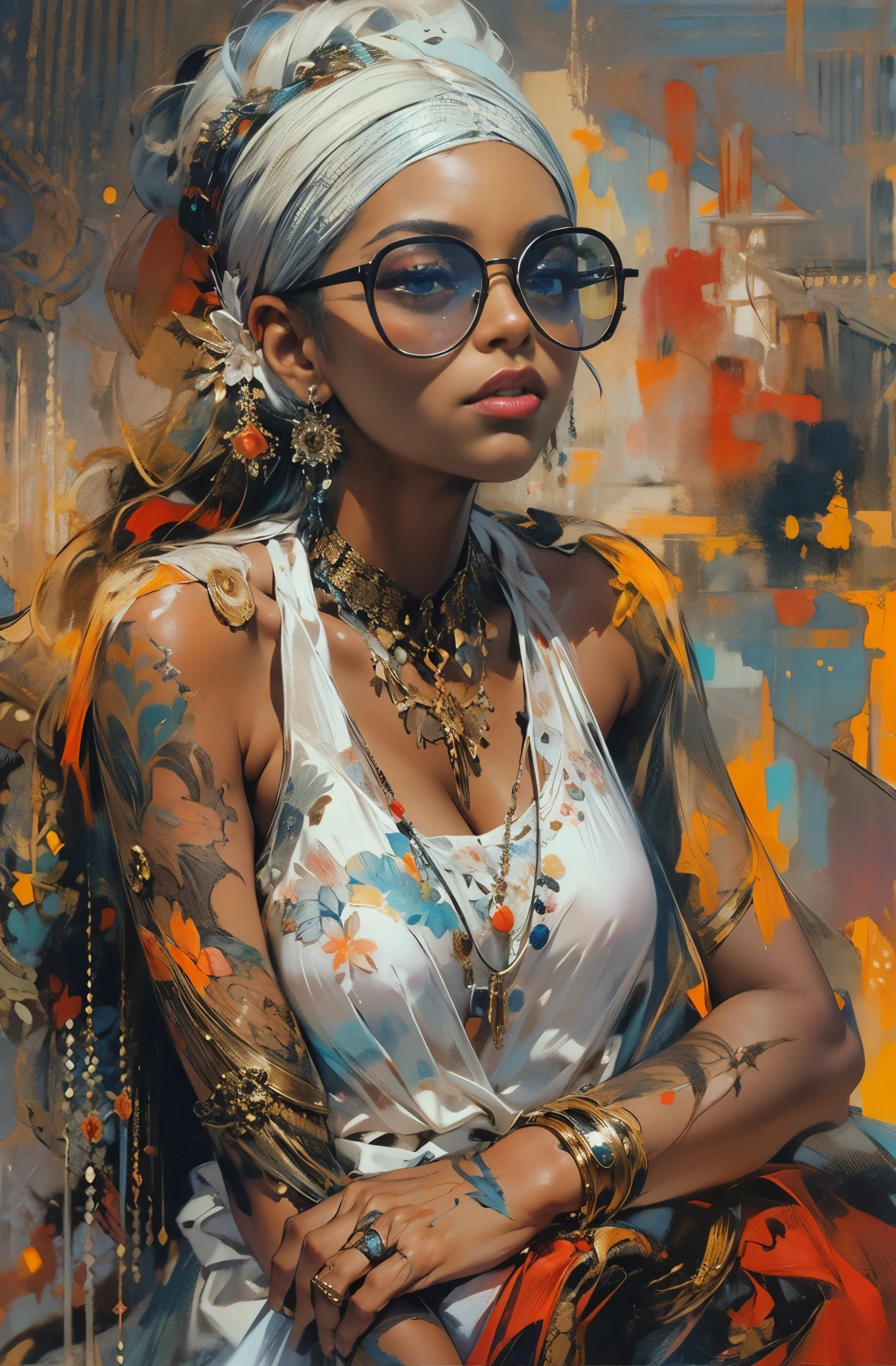 Beautiful Black Women Paintings, pretty much beautiful face, Female Rapper, Queen of Hip Hop, soulful, Avant-garde, Empress of the Streets, Street fashion guide, check it out, Ultra-detailed paintings inspired by WLOP, art station trends, fantasy art, A complicated mess, The art of hitting, wallop art, WLOP |, wallop style, beautiful character drawings, Wlop painting style, WLOP | germ of art, Unparalleled Beauty Tumbler, figurative art, intense watercolor, watercolor detailed art, watercolor splash, surreal, avant-garde pop art, Beautiful and expressive paintings, Beautiful artwork illustration, very colorful tones, wonderful, cool beauty, masterpiece, highest quality, official art, women only, sharp outline, best shot, vector art, Written by Sandra Chevrier, dave mckean、By Richard Avedon、Written by Makiezi Kusiala, luminous design