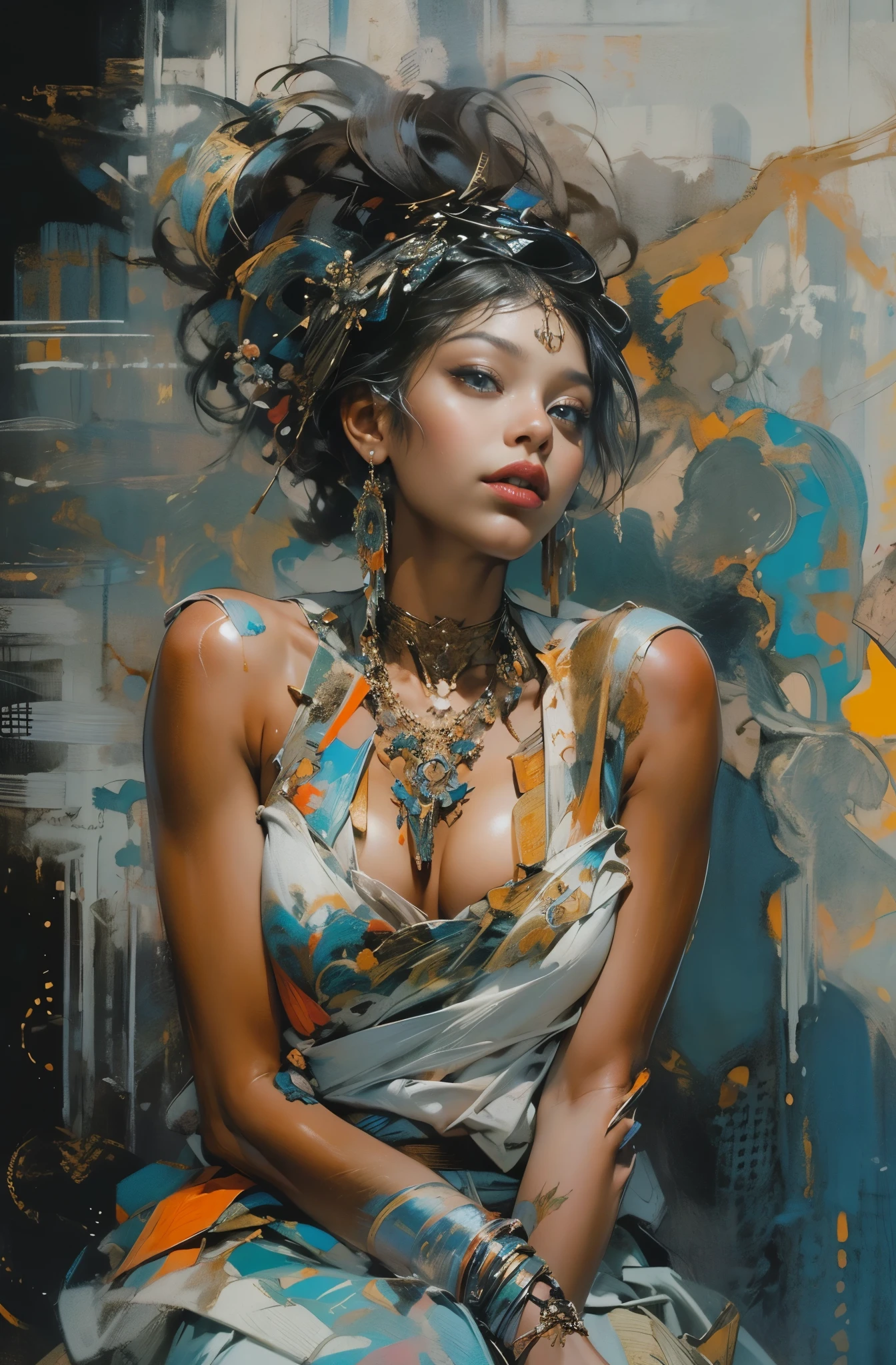 Pretty naked Black 22 yo Girl full body portrait, a painting of a young black woman without clothes, small breasts, small boobs, Pencil Sketches by Krzysztof Lukasiewicz enchanting, colorfull, sticker of a full body picture of a beautyfull woman, highly detailed beautyfull face, freedom, soul, digital illustration, approaching perfection, dynamic, highly detailed, watercolor painting, artstation, concept art, smooth, sharp focus, illustration in the style of artists like Russ Mills, Sakimichan, Wlop, Loish, Artgerm, Darek Zabrocki, and Jean-Baptiste Monge