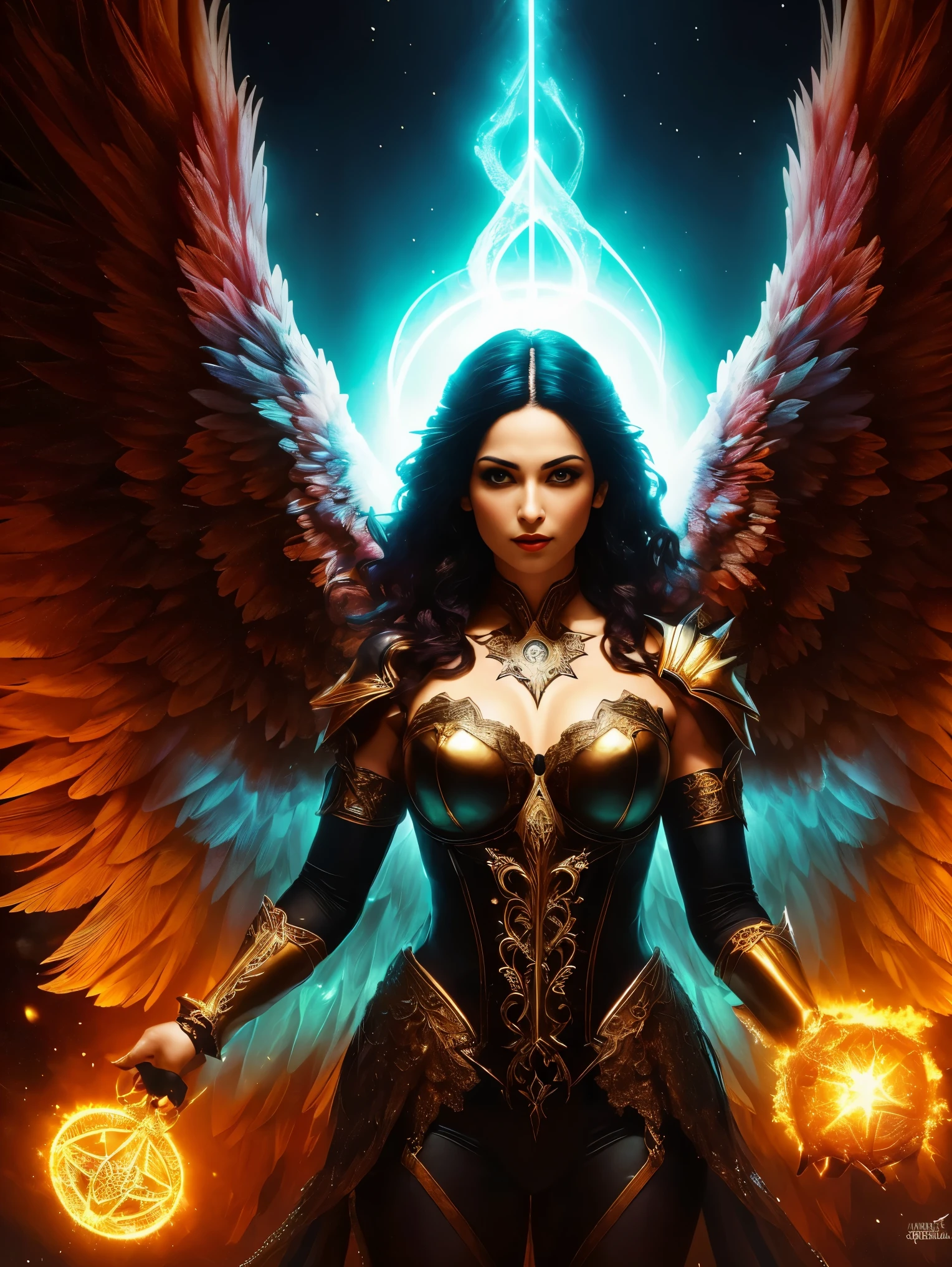 (papel de parede 8k extremamente detalhado), A medium photo of a female necromancer angel, intrincado, alto detalhe, dramatic