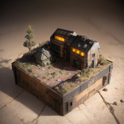 3598年Mars realistic model, (bifurcation, original photo, best quality, masterpiece:1.4),SteampunkCyberpunk6820 City,(CyberpunkMars light:1.3), Mars (related to land),(in a small nature box:1.3),Isometric, small nature, landscape on foundation,landscape,