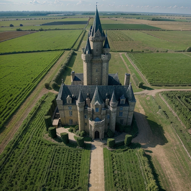 Make a castle on a plain with farming