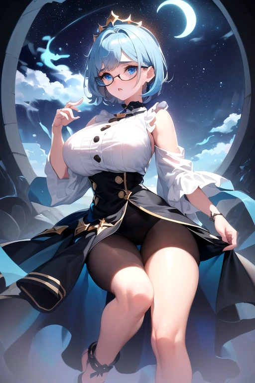 Highest quality、masterpiece、High sensitivity、High resolution、Detailed Description、One Woman、Slim Body、Glasses、Android、Flying in the air、SFLike、Virtual space、