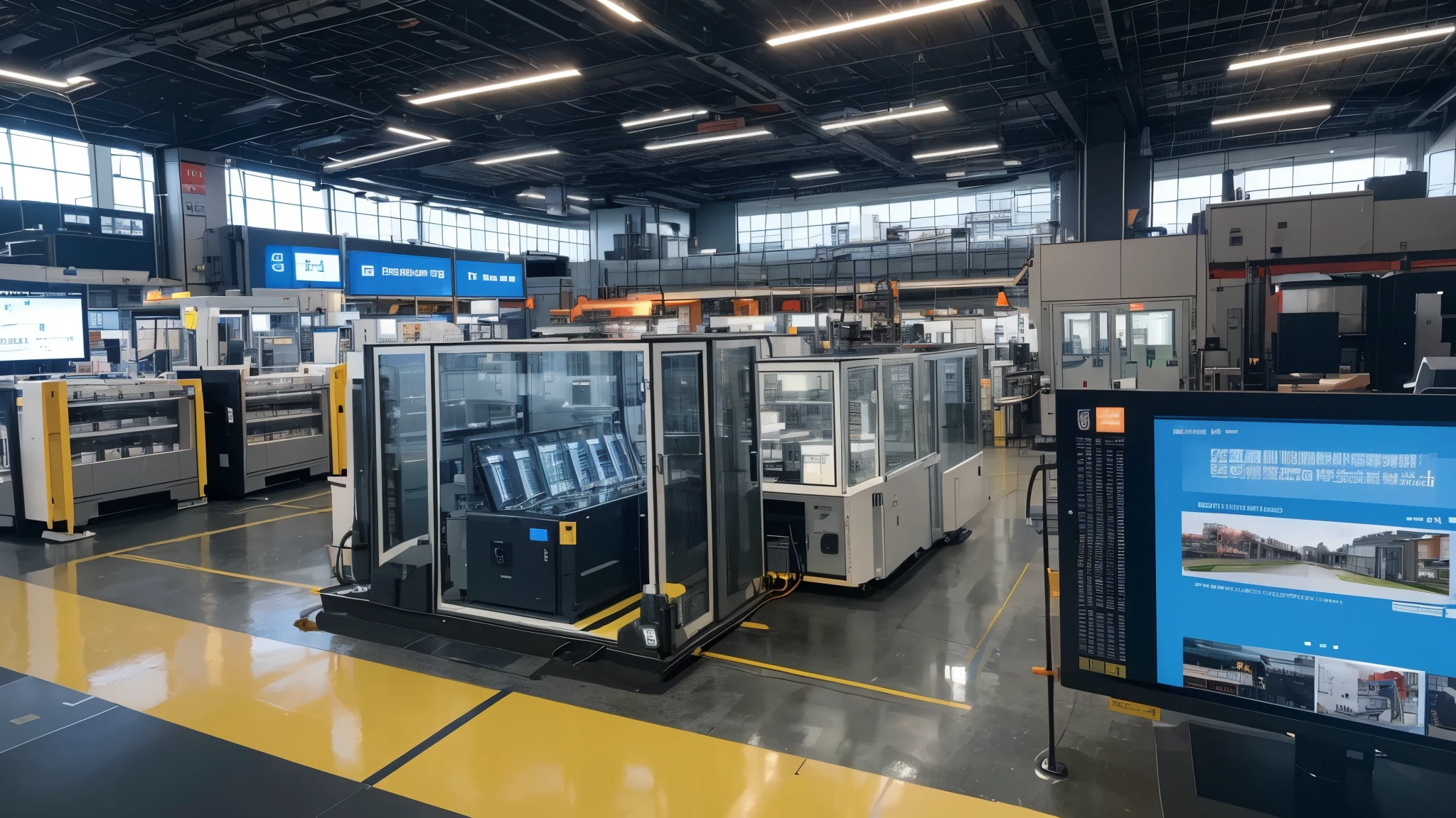 Image of an industrial automation scene，Display machinery and equipment、Industrial Internet Facilities（Such as sensors、Intelligent Terminal）And 5G、Elements such as Industrial Internet of Things，Reflecting the integration of industrialization and digitalization，The title could be &quot;Promoting equipment upgrades in the industrial sector，The 4 trillion market is ready to go.”