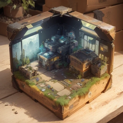 3598年Mars realistic model, (bifurcation, original photo, best quality, masterpiece:1.4),SteampunkCyberpunk6820 City,(CyberpunkMars light:1.3), Mars (related to land),(in a small nature box:1.3),Isometric, small nature, landscape on foundation,landscape,