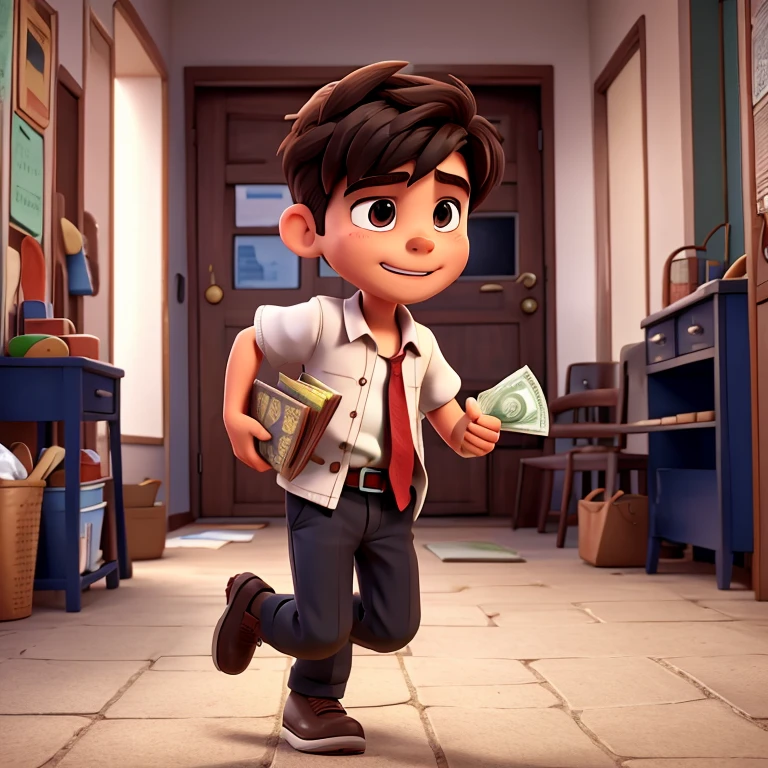 Animated image of a boy running away with money in his hands