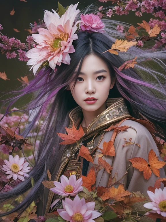 32K（tmasterpiece，k hd，hyper HD，32K）Long flowing black hair，ponds，zydink， a color， Aozhou people （Concubine girl）， （Purple silk scarf）， Combat posture， looking at the ground， long whitr hair， Floating hair， Carp pattern headdress， Chinese long-sleeved clothing， （Abstract gouache splash：1.2）， Pink petal background，Pink and white lotus flowers fly（realisticlying：1.4），Black color hair，Fallen leaves flutter，The background is pure， A high resolution， the detail， RAW photogr， Sharp Re， Nikon D850 Film Stock Photo by Jefferies Lee 4 Kodak Portra 400 Camera F1.6 shots, Rich colors, ultra-realistic vivid textures, Dramatic lighting, Unreal Engine Art Station Trend, cinestir 800，Long flowing black hair，Denim skirt