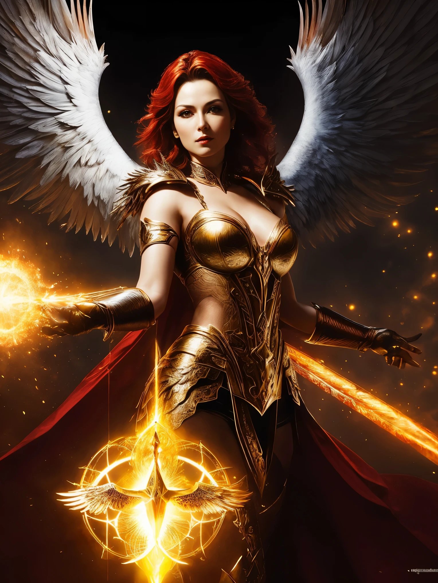 (papel de parede 8k extremamente detalhado), A medium photo of a female necromancer archangel, intrincado, alto detalhe, dramatic