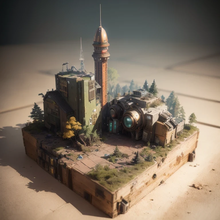 3598年Mars realistic model, (bifurcation, original photo, best quality, masterpiece:1.4),SteampunkCyberpunk6820 City,(CyberpunkMars light:1.3), Mars (related to land),(in a small nature box:1.3),Isometric, small nature, landscape on foundation,landscape,