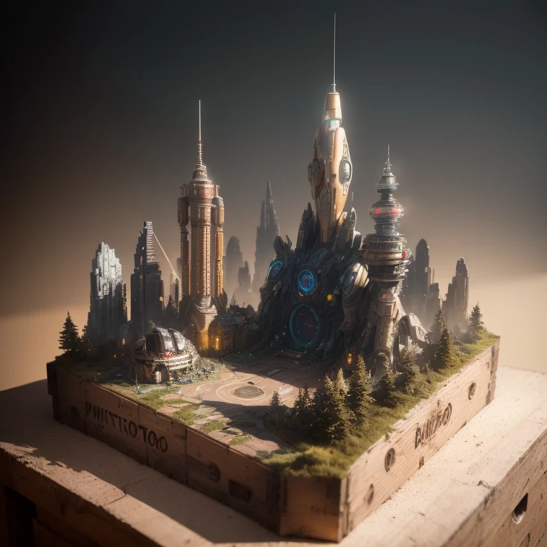 3598年Mars realistic model, (bifurcation, original photo, best quality, masterpiece:1.4),SteampunkCyberpunk6820 City,(CyberpunkMars light:1.3), Mars (related to land),(in a small nature box:1.3),Isometric, small nature, landscape on foundation,landscape,