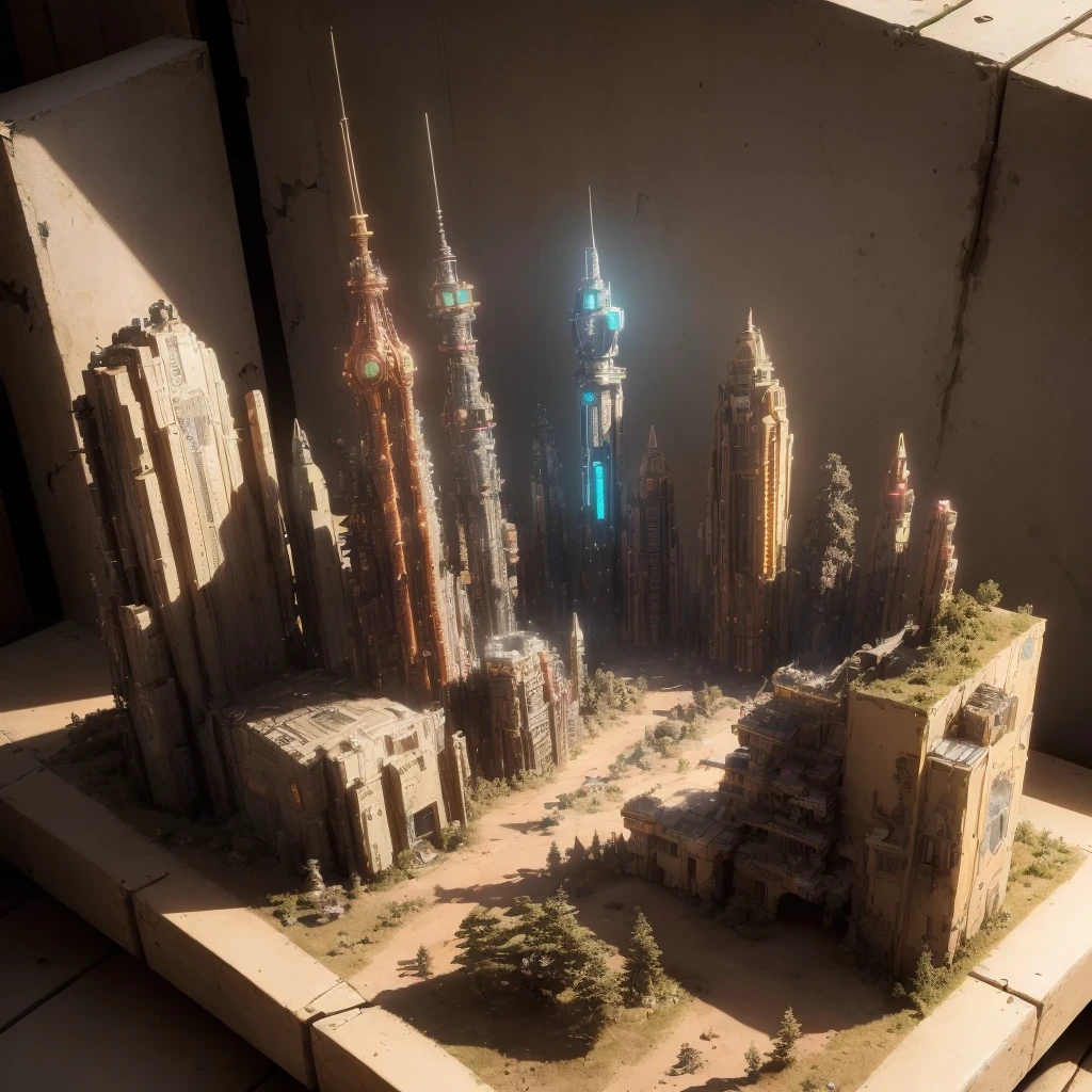 3598年Mars realistic model, (bifurcation, original photo, best quality, masterpiece:1.4),SteampunkCyberpunk6820 City,(CyberpunkMars light:1.3), Mars (related to land),(in a small nature box:1.3),Isometric, small nature, landscape on foundation,landscape,