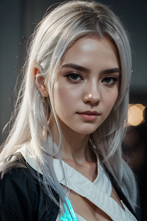 a close-up of a woman with white hair and a white mask, linda pintura de personagem, Guweiz, artwork in the style of Guweiz, divindade de cabelos brancos, por Yang J, epic and exquisite character art, arte de personagem impressionante, por Fan Qi, por Wuzhun Shifan, Guweiz on pixiv artstation