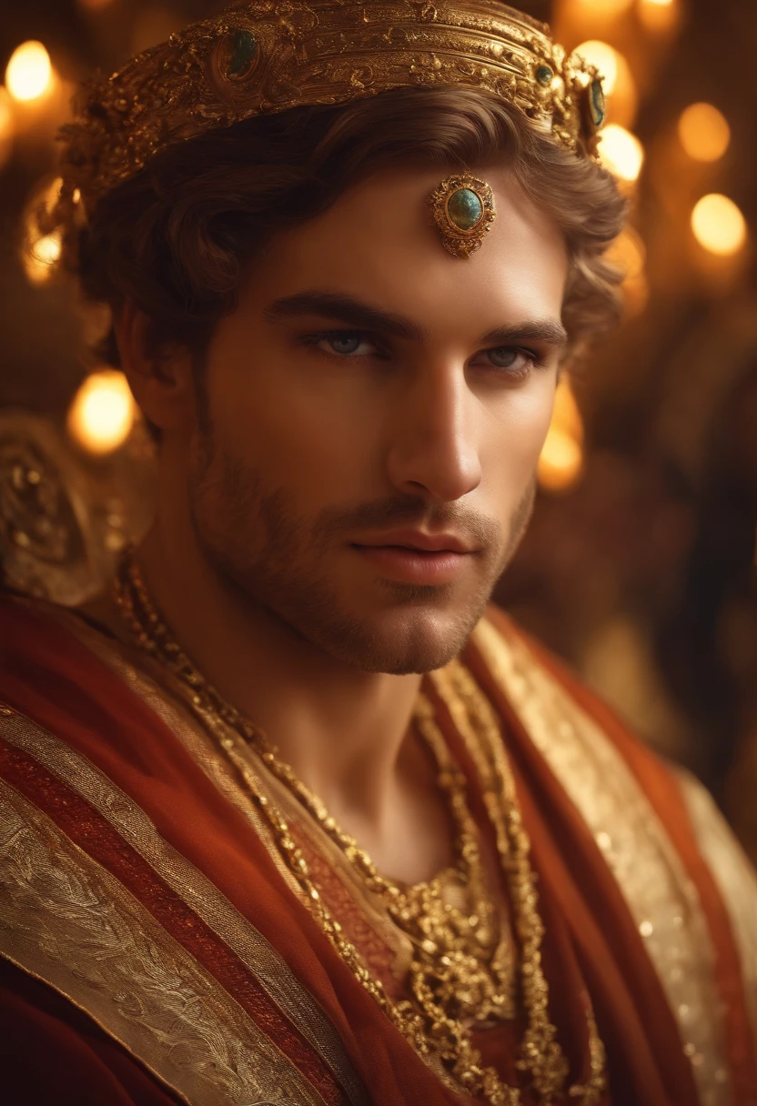 greek style,Bacchus,close-up photo,Photography,clear facial features,character concept art,Magic Realism,Imagination,microscopic view,Extreme Big Close-Up(EBCU),first-person view,beautiful lighting
