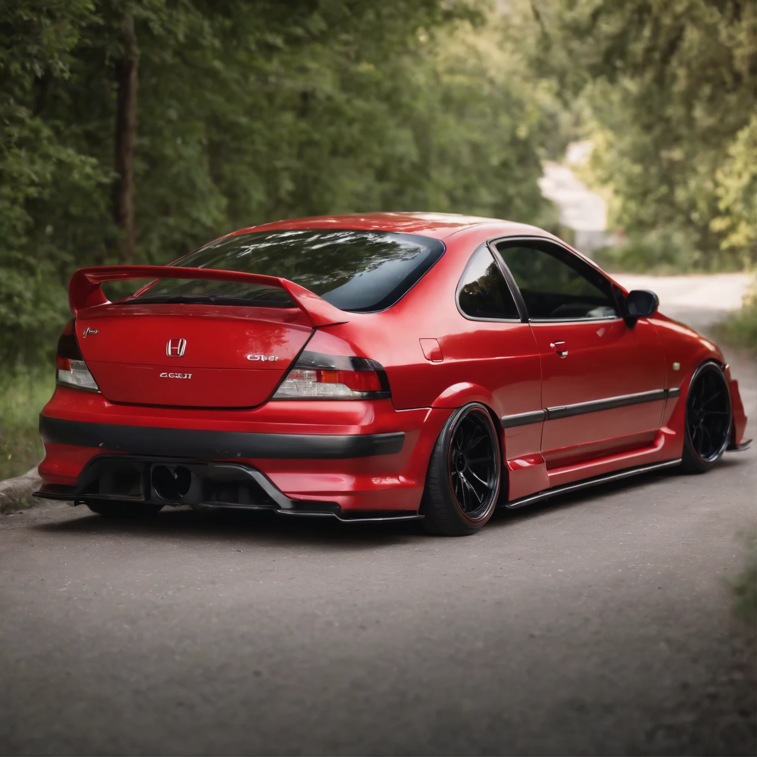 Honda civic coupé 1994 red stance with body kit racing