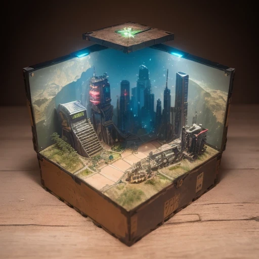 3598年Mars realistic model, (bifurcation, original photo, best quality, masterpiece:1.4),SteampunkCyberpunk6820 City,(CyberpunkMars light:1.3), Mars (related to land),(in a small nature box:1.3),Isometric, small nature, landscape on foundation,landscape,