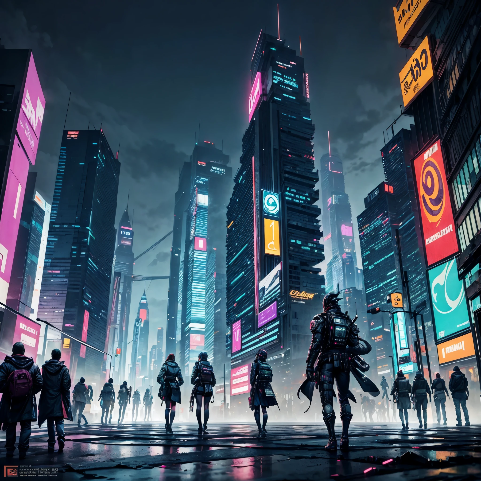 ciudad caotica, peligrosa, impredecible, estilo cyberpunk