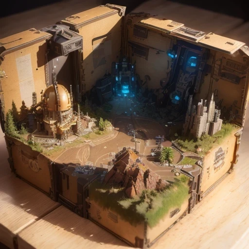 3598年Mars realistic model, (bifurcation, original photo, best quality, masterpiece:1.4),SteampunkCyberpunk6820 City,(CyberpunkMars light:1.3), Mars (related to land),(in a small nature box:1.3),Isometric, small nature, landscape on foundation,landscape,