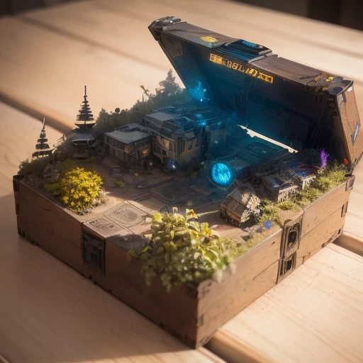 3598年Mars realistic model, (bifurcation, original photo, best quality, masterpiece:1.4),SteampunkCyberpunk6820 City,(CyberpunkMars light:1.3), Mars (related to land),(in a small nature box:1.3),Isometric, small nature, landscape on foundation,landscape,