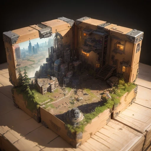 3598年Mars realistic model, (bifurcation, original photo, best quality, masterpiece:1.4),SteampunkCyberpunk6820 City,(CyberpunkMars light:1.3), Mars (related to land),(in a small nature box:1.3),Isometric, small nature, landscape on foundation,landscape,