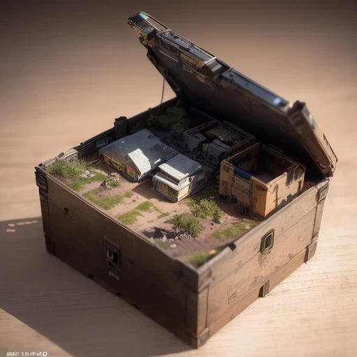 3598年Mars realistic model, (bifurcation, original photo, best quality, masterpiece:1.4),SteampunkCyberpunk6820 City,(CyberpunkMars light:1.3), Mars (related to land),(in a small nature box:1.3),Isometric, small nature, landscape on foundation,landscape,