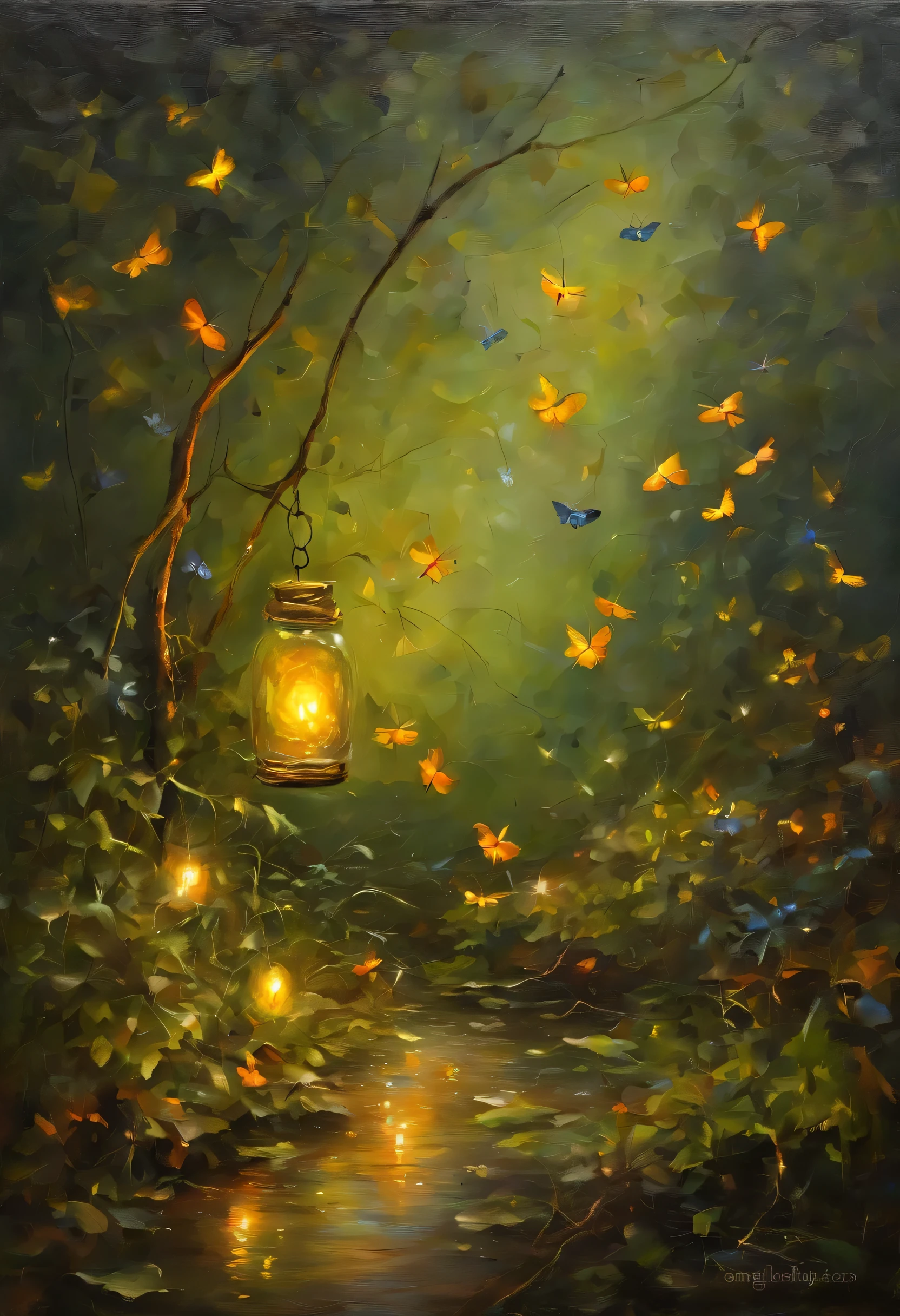 there is a glass jar with a glowing fire inside of it, golden fireflies lights, glowing jar, amazing wallpaper, among wonderful golden fireflies, glowing fireflies, fireflies glowing, fireflies, fire flies, butterfly lighting, glowing butterflies, fireflies and sparkling wisps, fireflies!!!!, fireflies in the air, fireflies!!
