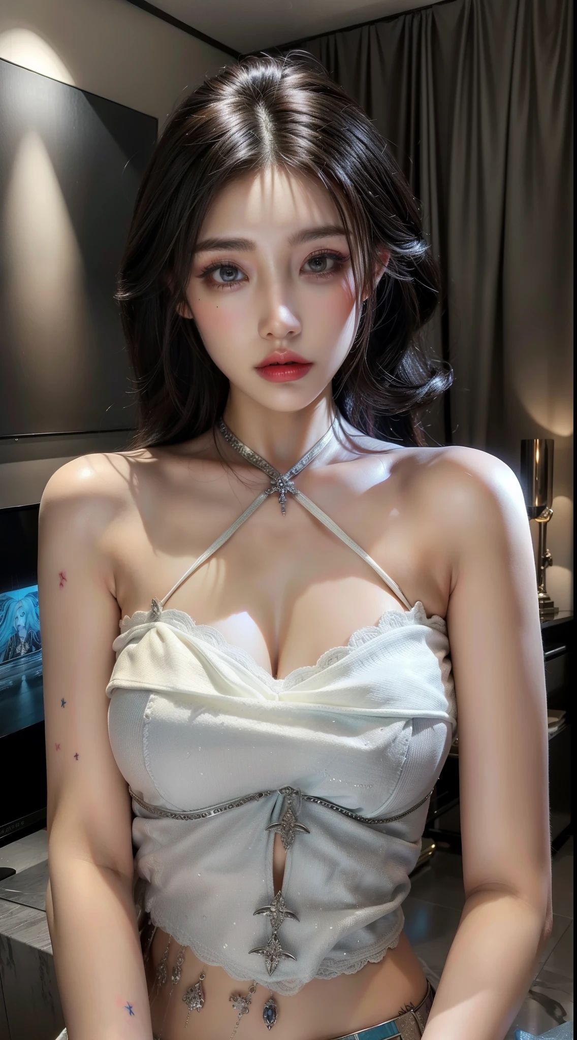 Royal sister,super detailed, Detailed face, movie stock photography , Portrait 400, F1 camera lens.6, colorful, surreal, Realistic texture, dramatic lighting, film alembic 800 (8K, original photo, better quality, masterpiece: 1.2), super detailed, (highly refined skin: 1.2), 8K Ultra HD, SLR camera, soft light, high quality.Frozen queen,Succubus,fallen angel,blue pupils,Apply red lipstick,luxury clothing,Gorgeous jewelry,black tattoo(whole body),The tattoo is very three-dimensional,Gorgeous and intricate tattoo designs,
