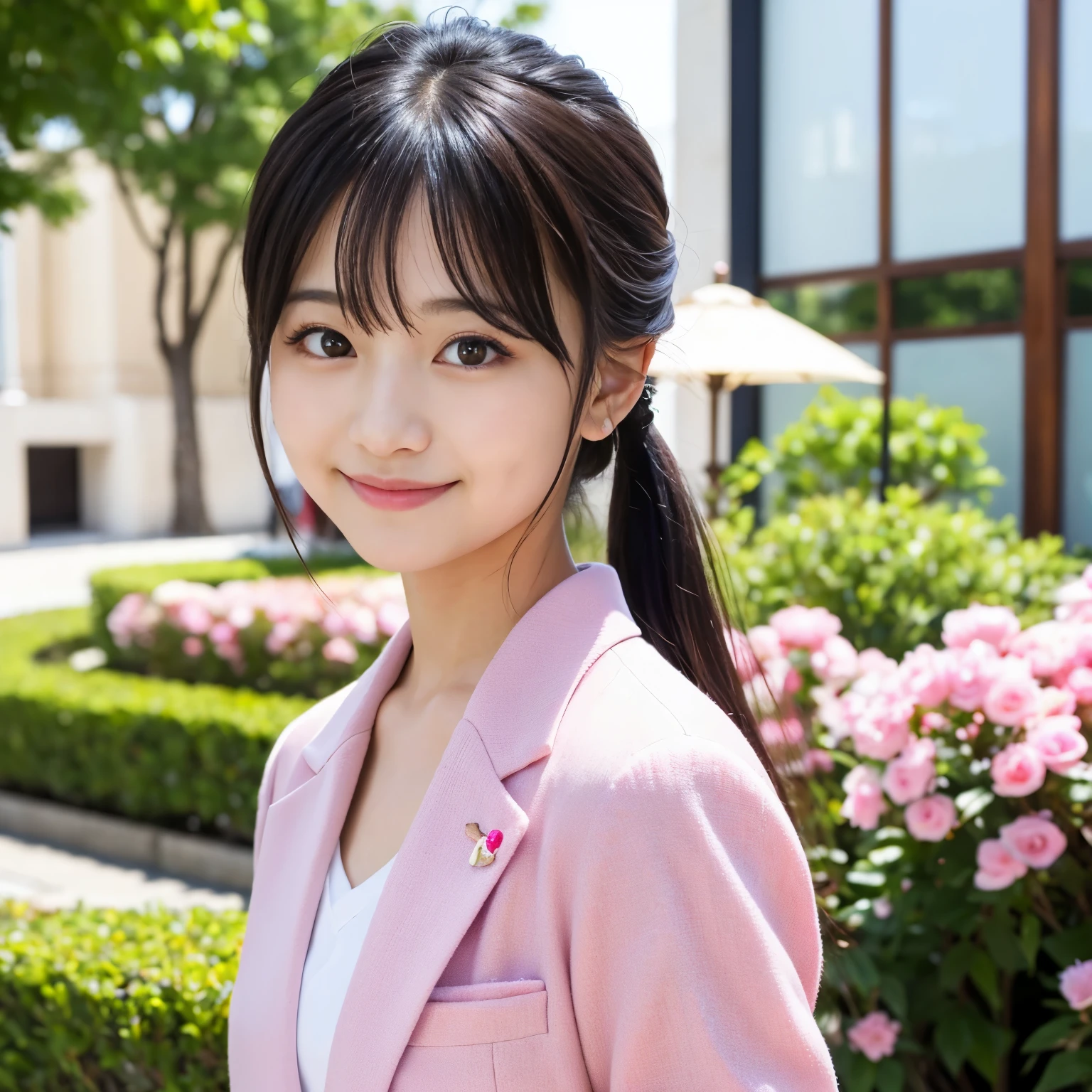 cute japanese girl (18-year-old) Wearing high school uniform and gray miniskirt and holding Valentine chocolates。