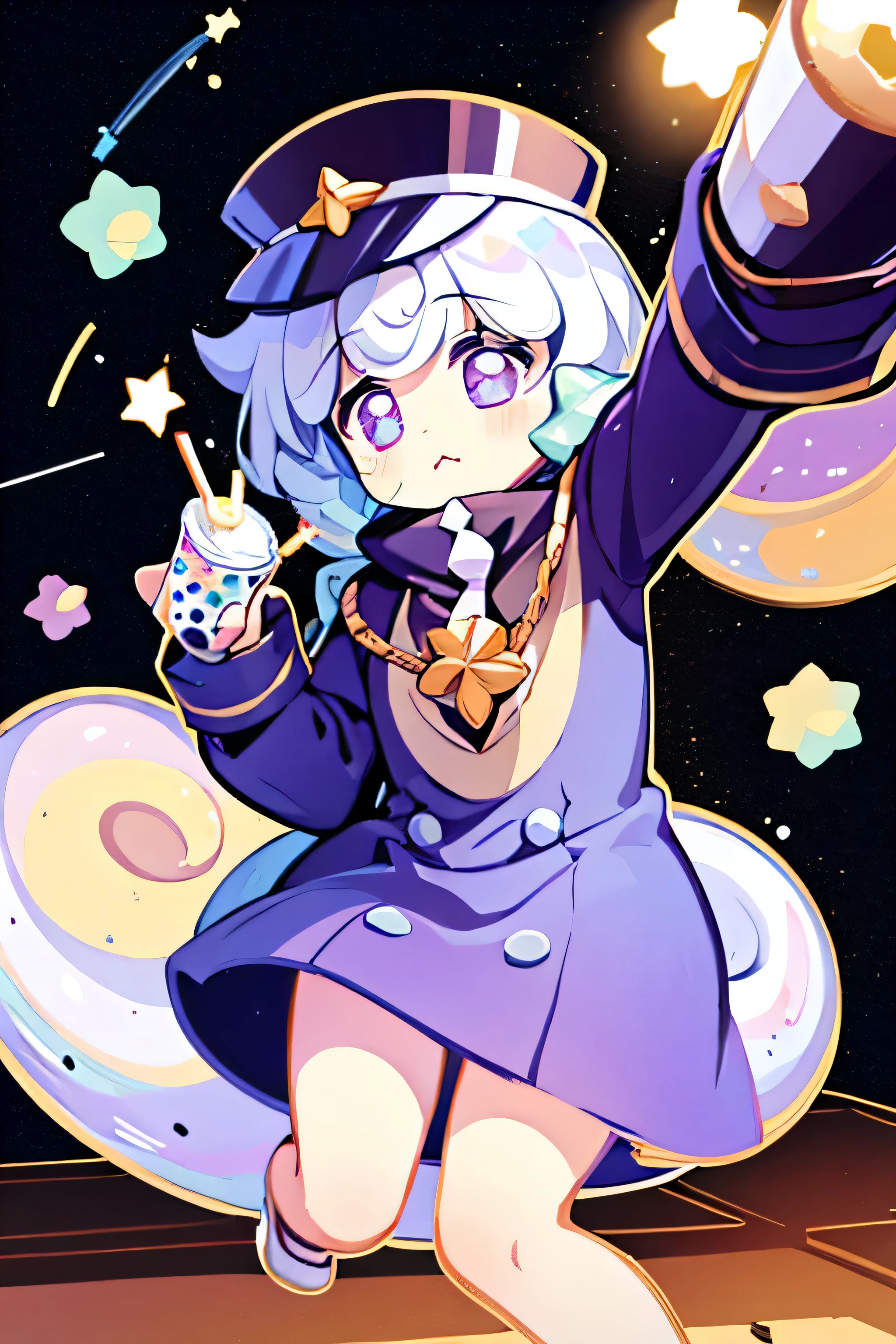 milky way cookie, drinking bubble tea