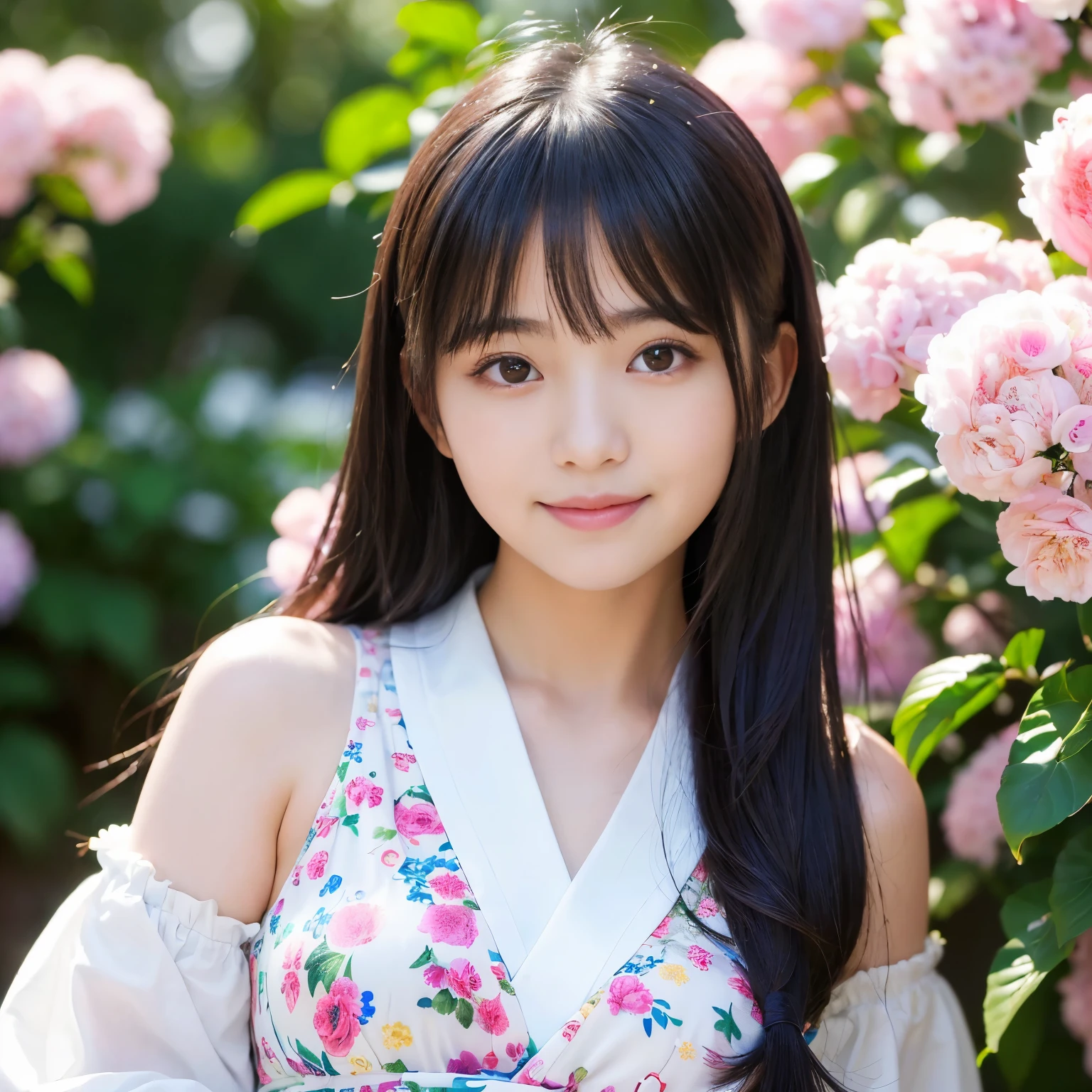 ((Best-quality, Masterpiece, Ultra-High-Resolution, (Photorealistic:1.4), Raw-Photo, 1girl, the most famous Japanese idol):1.3), wearing spring-clothes, extremely cute face like the most popular Japanese idol, extremely beautiful big-black-eyes, extremely cute hairstyle, extremely beautiful hair, extremely beautiful skins, innocent-smile