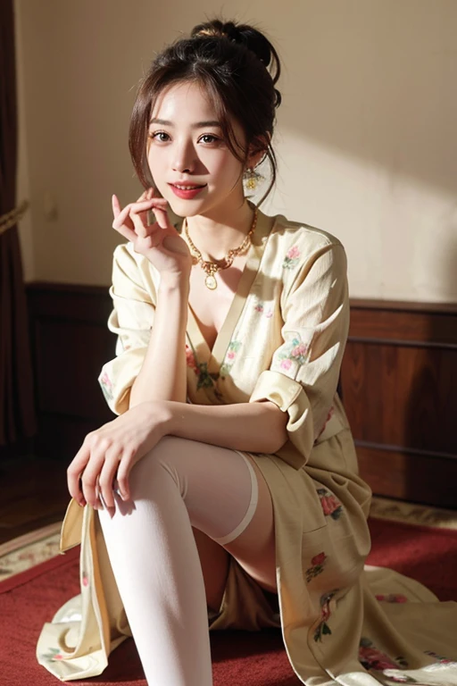 ((highest quality)), ((masterpiece)), (be familiar with), perfect face、魅惑の身体
Satomi Ishihara、Satomi Ishihara、semi-long、Satomi Ishihara、Chignon Cap、earrings、necklace、Engagement Rings、smile、wife、Seductive pose Chinese dress、cheongsam clothes、fancy clothes、Red clothes、gold embroidery、Long slit、black tights、Luxury Ornaments China