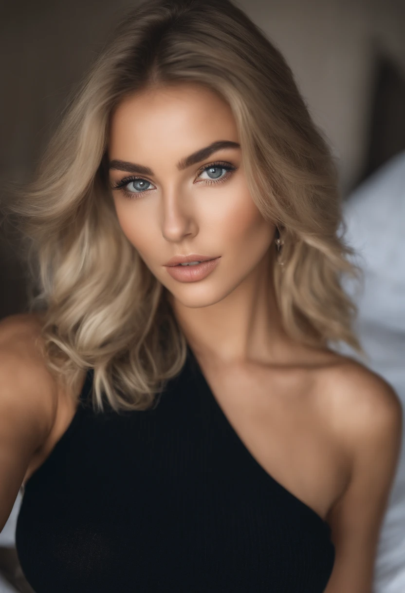 Oman with matching tank top and panties, fille sexy aux yeux bleus, Portrait Sophie Mudd, Portrait de Corinna Kopf, cheveux blonds et grands yeux, selfie of a young woman, ohne Maquillage, maquillage naturel, Look directly into the camera, Visage avec Artgram, dezentes Maquillage, Superbe photo du corps entier, dans la chambre, gros seins, Blonde, Latin