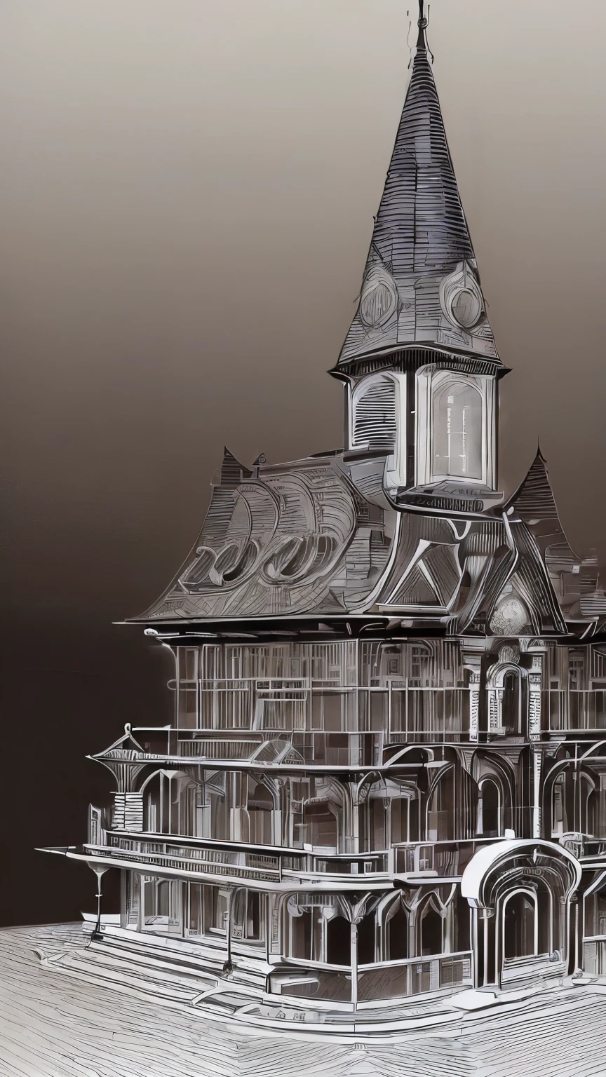 (line art:1.7), best quality, super fine, mysterious and complex buildings in anime, steampunk, dieselpunk, clockpunk, blend art, mixture art, design art, fantasy image, fantastic and mysterious, image-effect