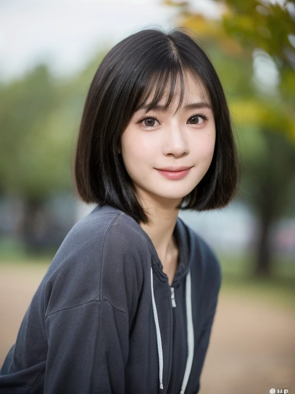 (kawaii 24 year-old Japanese girl, Nogizaka idol, Korean idol), (glossy black hair, pixie cut, very short hair, messy hair, wavy hair:1.3), (bangs), (rounded face, brown eyes, single eyelid, no makeup, soft smiling:1.2), (wearing over-sized sweat shirt, skinny jeans:1.3), flat chest, (looking at viewer:1.2), BREAK, (at tutf in the park background:1.3), (dynamic angle:1.3), BREAK, (masterpiece, best quality, photo realistic, official art:1.4), (UHD, 8K quality wallpaper, high resolution, raw photo, golden ratio:1.2), (shiny skin), professional lighting, physically based rendering, award winning, (perfect anatomy, highly detailed skin, extremely detailed face and eyes), Carl Zeiss 85 mm F/1.4, depth of field, 1girl, solo,