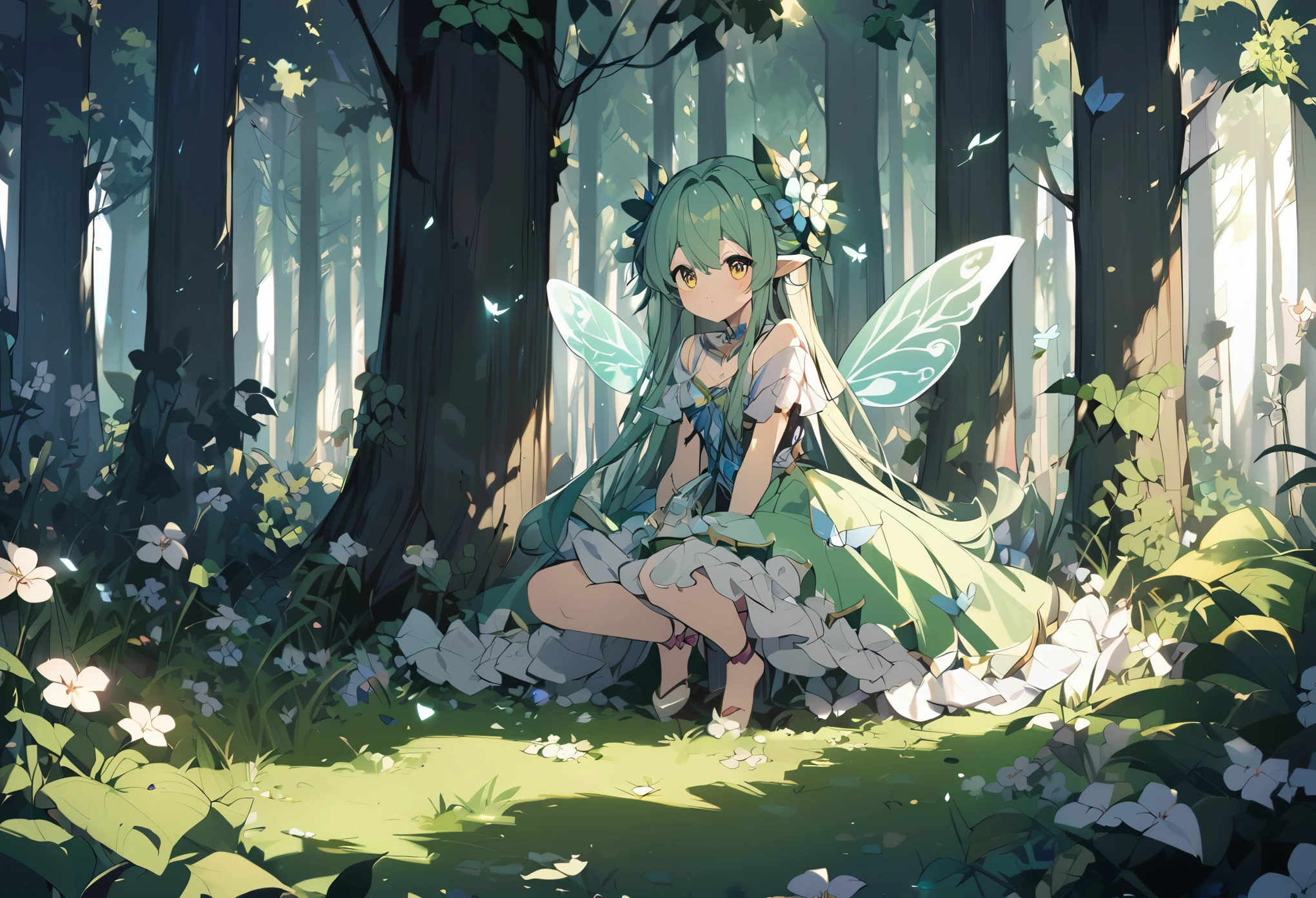 1 girl.Fairy-like.forest,