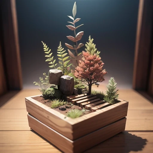 3598年Mars realistic model, (bifurcation, original photo, best quality, masterpiece:1.4),SteampunkCyberpunk6820 City,(CyberpunkMars light:1.3), Mars (related to land),(in a small nature box:1.3),Isometric, small nature, landscape on foundation,landscape,