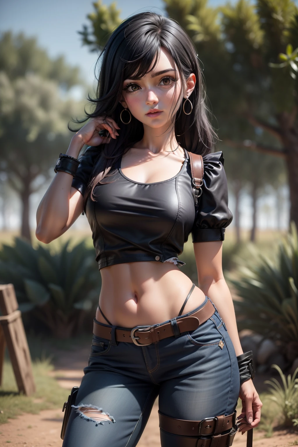 obra maestra, mejor calidad, trabajo de renderizado 3d, estilo 3dMM, de cerca, retrato, 3d, 1 chica, 1 chica, solo, hermoso soldado arrodillado a cuatro patas de espaldas al espectador, En el campo de batalla, Cansado, cuerpo muy sucio, sucio con polvo, pantalones cortos de mujer, con ropa rota, restos de ropa, sudor, cuerpo sudoroso, gotas de sudor pelo corpo, pubic hair showing, suelas sucias, pelo negro longo, de costas, pelo negro, realista, tifa lockhart, (pechos enormes: 1.5).