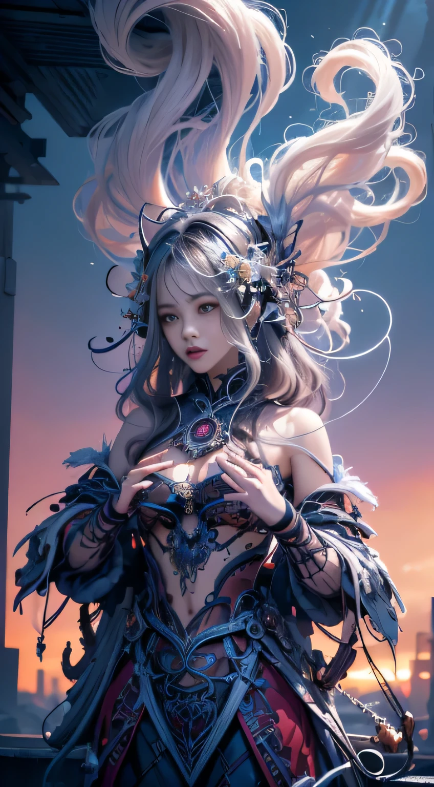 official art, unity 8k wallpaper, ultra detailed, beautiful and aesthetic, masterpiece, best quality, (zentangle, mandala, tangle, entangle), (fractal art:1.3) , ((1 latino mature woman)), extremely detailed, dynamic angle, dynamic actions, cowboyshot, the most beautiful form of chaos, elegant, a brutalist designed, vivid colours, romanticism, by james jean, roby dwi antono, ross tran, francis bacon, michal mraz, adrian ghenie, petra cortright, gerhard richter, takato yamamoto, ashley wood, atmospheric, ecstasy of musical notes, streaming musical notes visible,