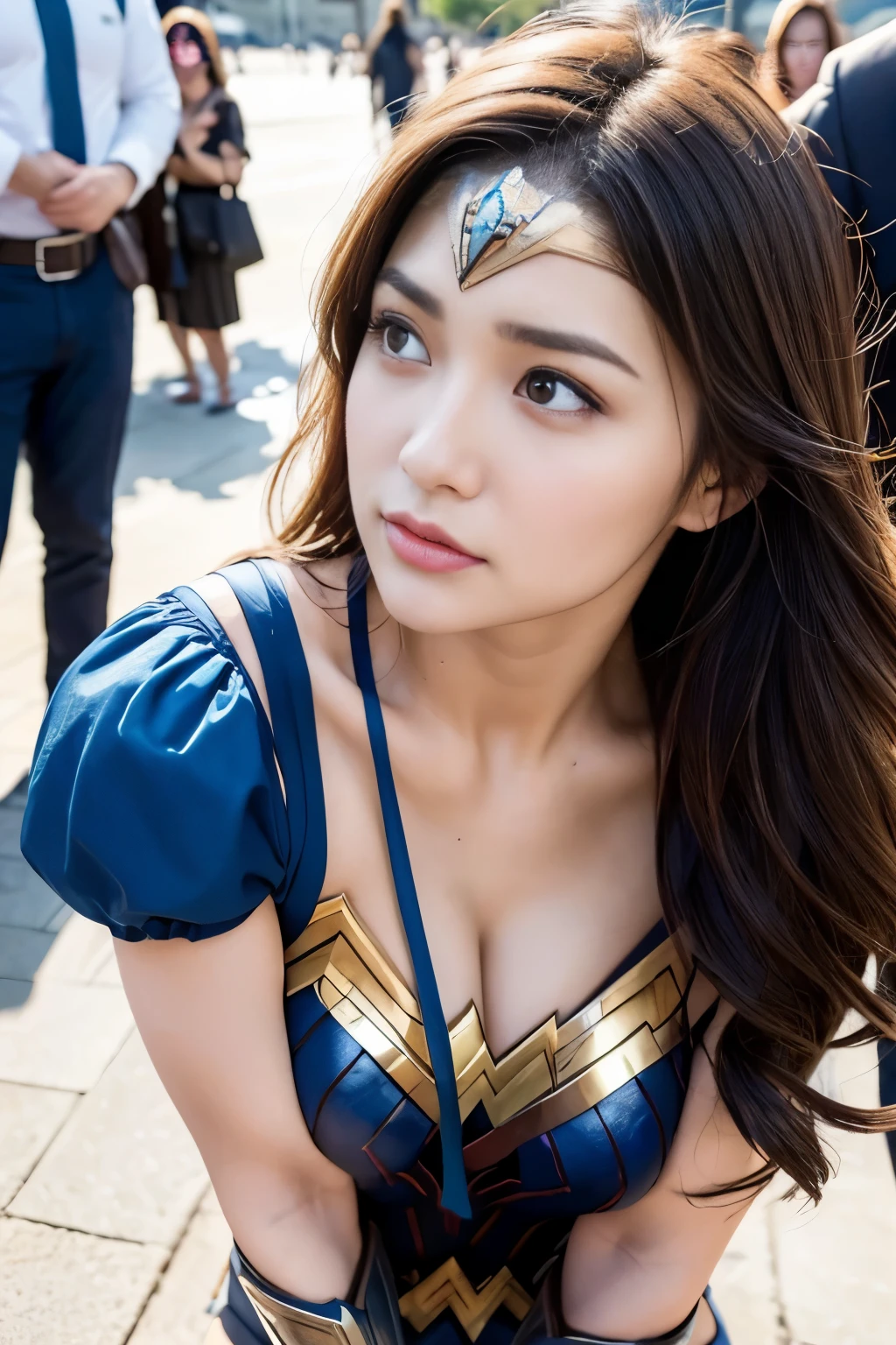 from the side,perfect wonder woman costume,crawl on all fours,In the water,sleeping face,Close ~ eyes,open your mouth,tired face,face of suffering,sky face,sleeping face,fight the men,surrounded by men,,caught between men,being tackled by men,Intertwining with men, Attacked by men,assaulted by men,Being bullied by guys,being sexually abused by a man,Captured by a man,Being detained by a man、touch your face,、Hair is pulled hard,My head is grabbed,licked my hair,lick my face,brown hair, masterpiece、beautiful girl、fine 目、puffy eyes、highest quality, 超High resolution, (reality: 1.4), movie lighting,super beautiful、beautiful skin、(super reality)、(High resolution)、(8K)、(very detailed)、(beautiful and fine 目)、(Super detailed)、 detailed face、slanted bangeshi hair、brown hair、20-year-old、Wonder Woman Cosplay,wonder woman tiara