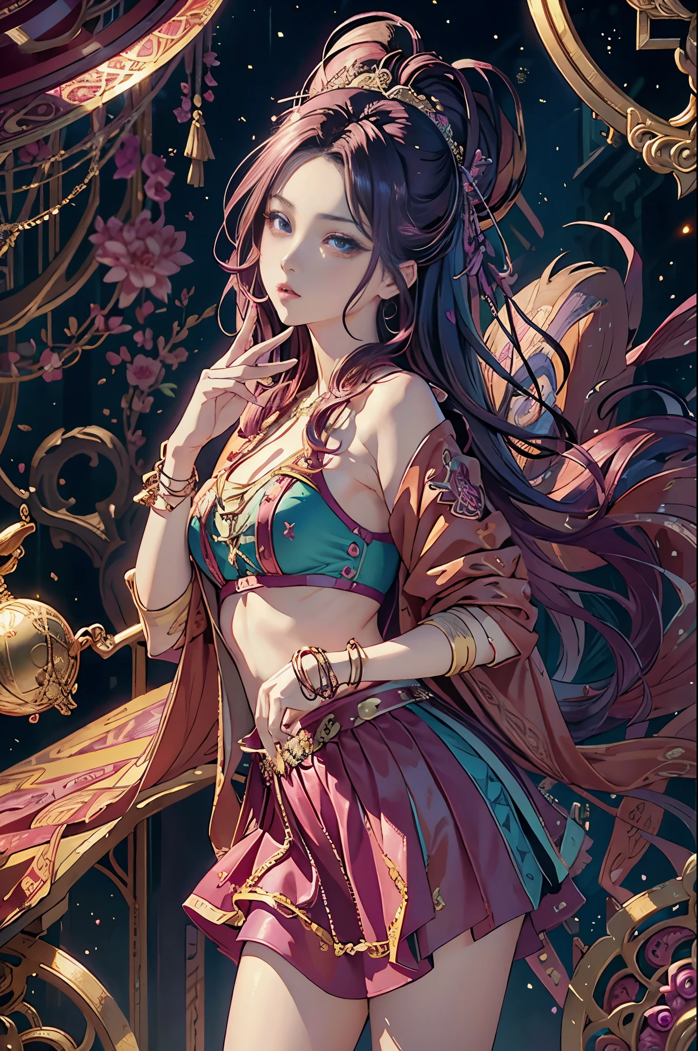 ocean floor,(depth of fields),A mermaid,long whitr hair,Ethereal beauty,peacful,tropical fishes,jelly fish,the reef。Vibrant colors,dreamlike lighting.Best quality,A high resolution,Masterpiece:1.2.