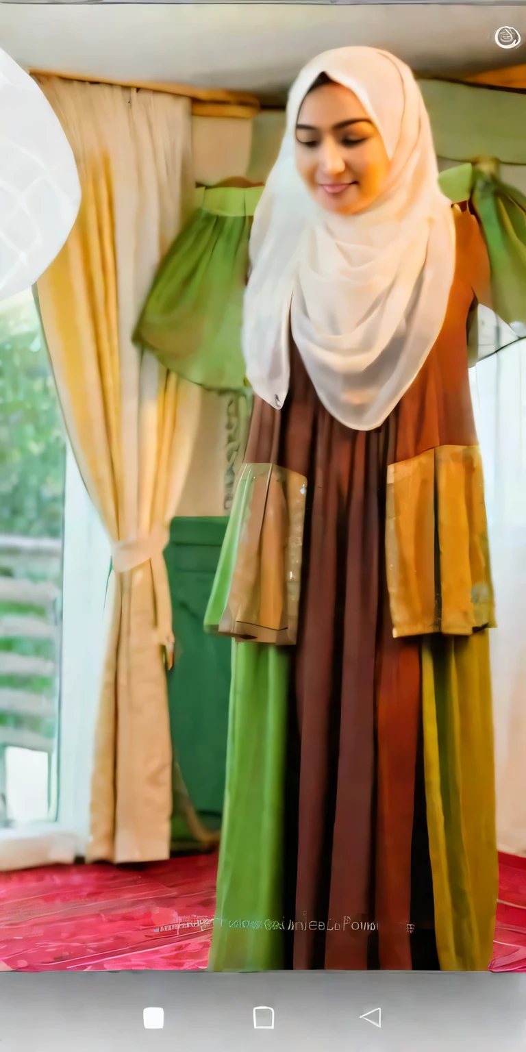 there is a woman in a hijab is standing in a room, dress and cloth, medium shot taken from behind, soft silk dress, formal attire, dress in voile, traditional clothes, long dress with apron, rear-shot, green and brown clothes, refreshing colour, very detailed and rich clothing, mid-view, desaturated!, full covered dress, female outfitNo skirt, playing vagina spill vagina, playing vagina with men, hijabers, muslimah playing vagina there is a woman that is standing in front of a mirror, dress and cloth, soft silk dress, multilayered outfit, dress in voile, traditional clothes, green and brown clothes, medium shot taken from behind, !! muted colors!!, 1 9 2 0 cloth style, full covered dress, taken with canon 8 0 d, front side full, woman having sex, hijabers hijab long, open, spill vagina, having sex, playing vagina with men, open Long dress, sex female hijabers, muslimah playing vagina with men, fun seks