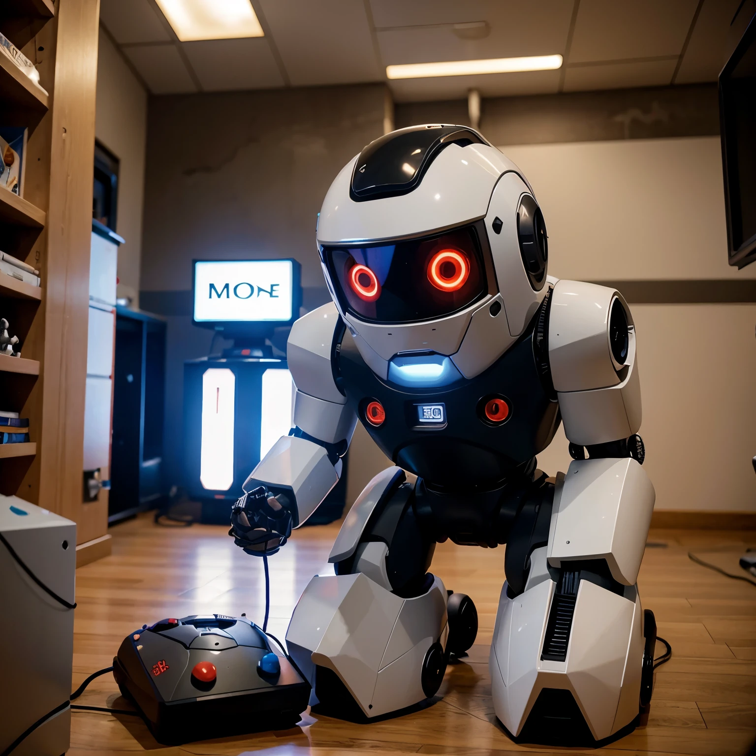Robot animado jugando videojuegos