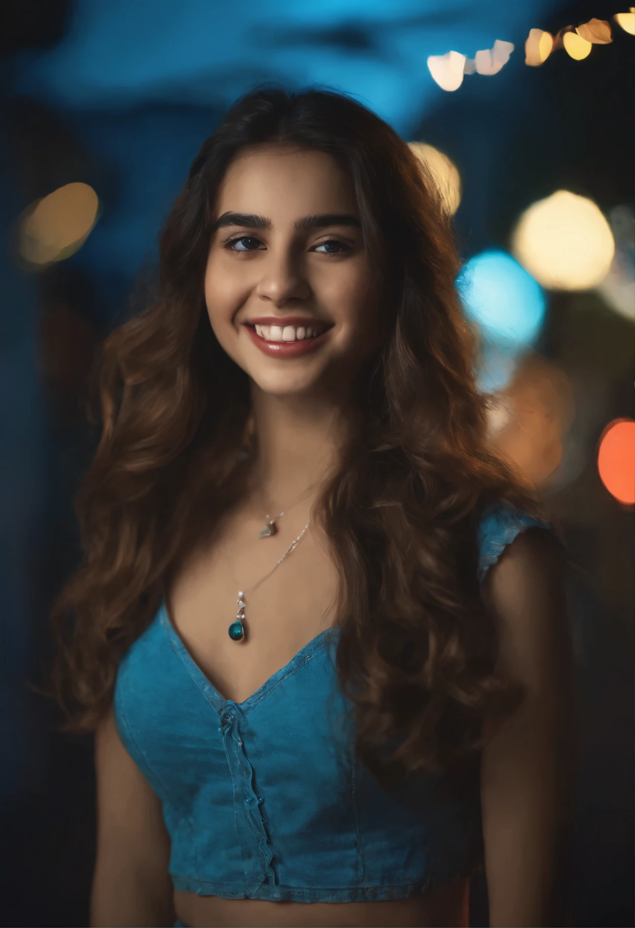 1girl, idol, model, depth of field, photo, film, face, skinny, smile, collarbone, teeth, movie, camisole, selfie, night,