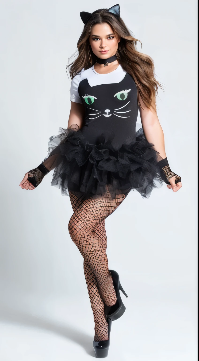 A extremely beautiful sexy woman dressed up like a cat girl, with a cat graphic image shirt, full body shot, black tutu, black high heals, ultra full wavy hair, holding a black whip, whip, professional photo shoot, model beauty, ultra details, ultra beautiful, ultra vivid, ultra enhancements, ultra resolution, dehaze, 34k resolution lookin like 64k, ultra photorealism, ultra hyperdetailed, night club party scene background at night, full body shot, freckles, Detailed face, photorealism, round eyes, perfect eyes eyes, Masterpiece