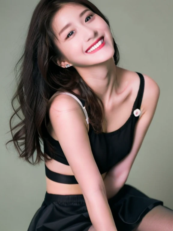 ((highest quality、8K、masterpiece:1.3))、detailed background(8K、masterpiece、highest quality、Raw photo)、yoga poses、(sharp focus:1.2)、(genuine、photo genuine:1.3)、beautiful face woman、20-year-old、laughter、(shining smile:1.5)towards the audience、Get in front of the audience、pointed chest、long eyelashes、colored contact lenses、big、delicate、very fine eyes、highly detailed face、(messy brown hair:1.3) )、I can see the nipplesシャツ、small necklace、I can see the nipples、((black mini skirt))、((pantyhose:1.4))、I can see the nipples、beautiful thighs、from below、Beneath the knee/high boots、raise one knee、Dark brick room、night、(depth field:1.3)、((Blur))、((Lift your skirt yourself))、((I can see the nipples))、Black pants are visible、No bra、open legs、((I can see your panties))、