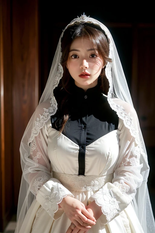 ((highest quality)), ((masterpiece)), (be familiar with), perfect face、Satomi Ishihara's fascinating body、Satomi Ishihara、Abaya、chador、Muslim、black clothes、bridal attire islamic、Islamic Clothing、Muslim Marriage、wedding style、wedding style場