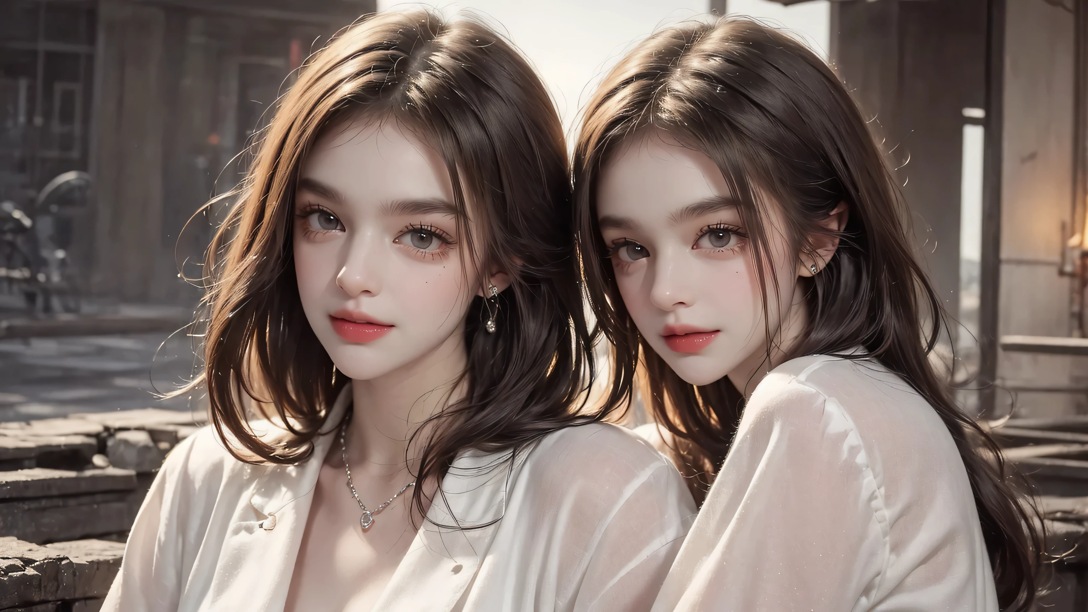 outdoor、Light brown short hair、smile、photographed alone、