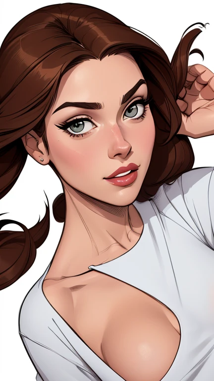 estilo de desenho animado:1.2), Dominika Paleta mulher Imagem de desenho animado de uma mulher , roupas sensuais , garota super fofa, authoritarian would be facial expressioncartoon style illustration, estilo de arte dos desenhos animados, estilo de arte dos desenhos animados, digital illustration style, design de personagens altamente detalhado, arte digital detalhada fofa, City fan art, design de personagem retrato, beautiful digital illustration, retrato de alta qualidade, arte em quadrinhos, retrato do design do personagem, white background Buso without clothes and medium breasts, beautiful and symmetrical body curves
