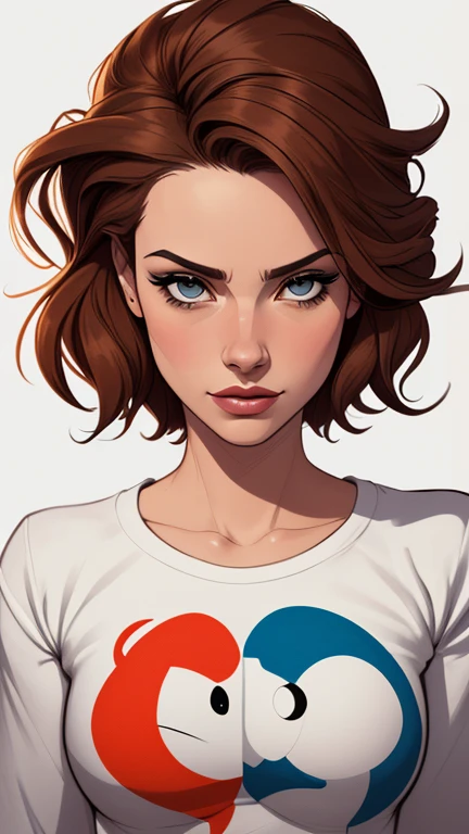 estilo de desenho animado:1.2), Dominika Paleta mulher Imagem de desenho animado de uma mulher , roupas sensuais , garota super fofa, authoritarian would be facial expressioncartoon style illustration, estilo de arte dos desenhos animados, estilo de arte dos desenhos animados, digital illustration style, design de personagens altamente detalhado, arte digital detalhada fofa, City fan art, design de personagem retrato, beautiful digital illustration, retrato de alta qualidade, arte em quadrinhos, retrato do design do personagem, white background Buso without clothes and medium breasts, beautiful and symmetrical body curves